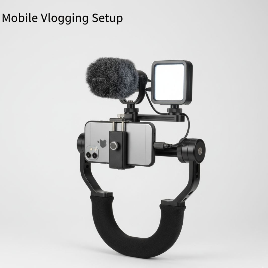 📸 Estabilizador Profesional “Video-Making” + Luz LED de 49 + Soporte para Teléfono / Cámara
